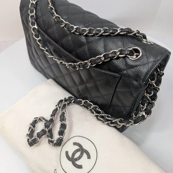 Chanel Black Caviar Classic Jumbo Double Flap Bag - Picture 2 of 16